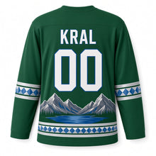 Load image into Gallery viewer, Slovakia Tatra Peaks Original Hockey Jersey in Pine Green, back view with your name and number