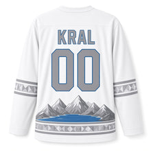 Load image into Gallery viewer, Slovakia Tatra Peaks Original Hockey Jersey in Snow White, back view with your name and number