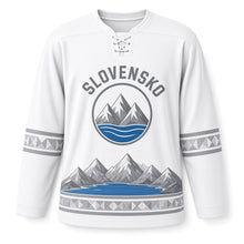 Load image into Gallery viewer, Slovakia Tatra Peaks Original Hockey Jersey in Snow White, front view – custom name and number