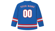 Load image into Gallery viewer, Slovenian Statehood Day Original Hockey Jersey in Blue, back view with your name and number