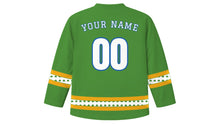 Load image into Gallery viewer, Slovenian Statehood Day Original Hockey Jersey in Linden Green, back view with your name and number