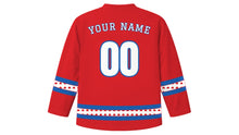 Load image into Gallery viewer, Slovenian Statehood Day Original Hockey Jersey in Red, back view with your name and number