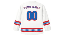 Load image into Gallery viewer, Slovenian Statehood Day Original Hockey Jersey in White, back view with your name and number