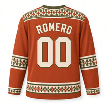 Load image into Gallery viewer, Spain Mosaic Tile Original Hockey Jersey in Terracotta, back view with your name and number