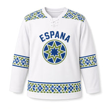Load image into Gallery viewer, Spain Mosaic Tile Original Hockey Jersey in Plaster White, front view – custom name and number