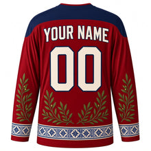 Load image into Gallery viewer, Spanish Constitution Day Original Hockey Jersey in Spanish Red, back view with custom YOUR NAME and 00