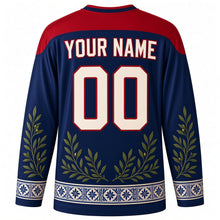 Load image into Gallery viewer, Spanish Constitution Day Original Hockey Jersey in Deep Navy, back view with custom YOUR NAME and 00