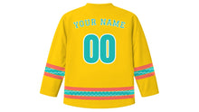 Load image into Gallery viewer, Spring Break Original Hockey Jersey in Sunshine Yellow, back view with your name and number