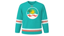 Load image into Gallery viewer, Spring Break Original Hockey Jersey in Turquoise, front view – custom name and number