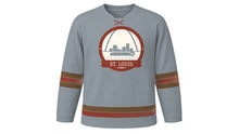 Load image into Gallery viewer, St. Louis Original Hockey Jersey in Gateway Steel, front view – custom name and number