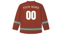 Load image into Gallery viewer, St. Louis Original Hockey Jersey in Soulard Brick, back view with your name and number