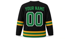 Load image into Gallery viewer, St. Patrick's Day Original Hockey Jersey in Black, back view with your name and number