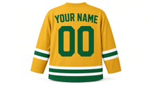 Load image into Gallery viewer, St. Patrick's Day Original Hockey Jersey in Gold, back view with your name and number