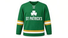 Load image into Gallery viewer, St. Patrick's Day Original Hockey Jersey in Green, front view – custom name and number