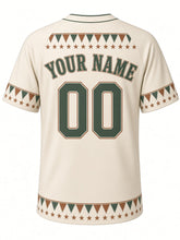 Load image into Gallery viewer, St. Louis Heritage Baseball Jersey in Cream, back view with a star band and pennant yoke, arched YOUR NAME lettering and 00 – custom name and number