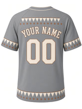 Load image into Gallery viewer, St. Louis Heritage Baseball Jersey in Slate Gray, back view with a star band and pennant yoke, arched YOUR NAME lettering and 00 – custom name and number
