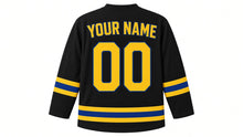 Load image into Gallery viewer, Stockholm Original Hockey Jersey in Black, back view with your name and number