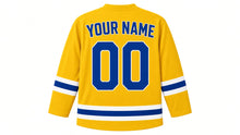 Load image into Gallery viewer, Stockholm Original Hockey Jersey in Yellow, back view with your name and number