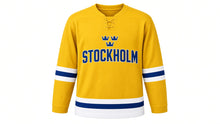 Load image into Gallery viewer, Stockholm Original Hockey Jersey in Yellow, front view – custom name and number