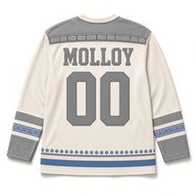 Load image into Gallery viewer, Burren Wildflowers St. Patrick's Day Hockey Jersey in Burren Cream, back view with your name and number