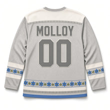 Load image into Gallery viewer, Burren Wildflowers St. Patrick's Day Hockey Jersey in Burren Limestone Grey, back view with your name and number