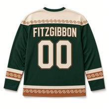 Load image into Gallery viewer, Celtic Spiral Hare St. Patrick's Day Hockey Jersey in Hare Fern Green, back view with your name and number