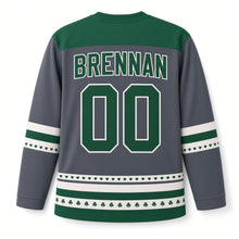 Load image into Gallery viewer, Claddagh Heart St. Patrick's Day Hockey Jersey in Claddagh Slate, back view with your name and number