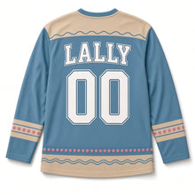 Load image into Gallery viewer, Cliff Wild Thrift St. Patrick's Day Hockey Jersey in Thrift Sea Blue, back view with your name and number