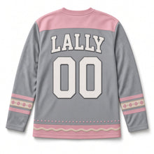 Load image into Gallery viewer, Cliff Wild Thrift St. Patrick's Day Hockey Jersey in Thrift Cliff Grey, back view with your name and number