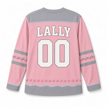Load image into Gallery viewer, Cliff Wild Thrift St. Patrick's Day Hockey Jersey in Thrift Sea Pink, back view with your name and number