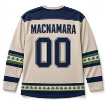 Load image into Gallery viewer, Connemara Pony St. Patrick's Day Hockey Jersey in Pony Oatmeal, back view with your name and number