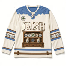 Load image into Gallery viewer, Cottage Dresser Plates St. Patrick's Day Hockey Jersey in Dresser Cream, front view – custom name and number