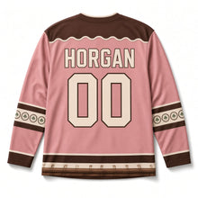 Load image into Gallery viewer, Cottage Dresser Plates St. Patrick's Day Hockey Jersey in Dresser Rose Pink, back view with your name and number