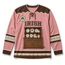 Load image into Gallery viewer, Cottage Dresser Plates St. Patrick's Day Hockey Jersey in Dresser Rose Pink, front view – custom name and number