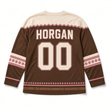 Load image into Gallery viewer, Cottage Dresser Plates St. Patrick's Day Hockey Jersey in Dresser Walnut Brown, back view with your name and number