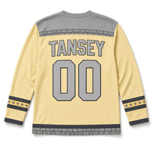 Load image into Gallery viewer, Daffodil Lane St. Patrick's Day Hockey Jersey in Daffodil Butter Yellow, back view with your name and number