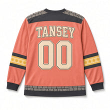 Load image into Gallery viewer, Daffodil Lane St. Patrick's Day Hockey Jersey in Daffodil Coral, back view with your name and number