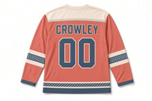Load image into Gallery viewer, Fishing Nets and Buoys St. Patrick's Day Hockey Jersey in Nets Buoy Coral, back view with your name and number