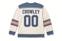 Load image into Gallery viewer, Fishing Nets and Buoys St. Patrick's Day Hockey Jersey in Nets Fog Cream, back view with your name and number