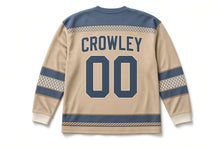 Load image into Gallery viewer, Fishing Nets and Buoys St. Patrick's Day Hockey Jersey in Nets Rope Tan, back view with your name and number