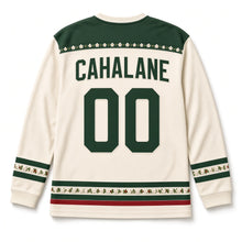 Load image into Gallery viewer, Hawthorn Fairy Tree St. Patrick's Day Hockey Jersey in Hawthorn Cream, back view with your name and number