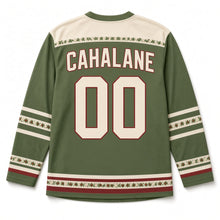 Load image into Gallery viewer, Hawthorn Fairy Tree St. Patrick's Day Hockey Jersey in Hawthorn Moss Green, back view with your name and number