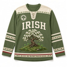 Load image into Gallery viewer, Hawthorn Fairy Tree St. Patrick's Day Hockey Jersey in Hawthorn Moss Green, front view – custom name and number