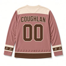 Load image into Gallery viewer, Irish Fiddle St. Patrick's Day Hockey Jersey in Fiddle Dusty Rose, back view with your name and number