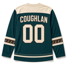 Load image into Gallery viewer, Irish Fiddle St. Patrick's Day Hockey Jersey in Fiddle Teal, back view with your name and number