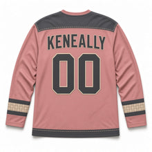 Load image into Gallery viewer, Irish Linen Weave St. Patrick's Day Hockey Jersey in Linen Dusty Rose, back view with your name and number