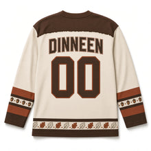 Load image into Gallery viewer, Irish Oak and Acorns St. Patrick's Day Hockey Jersey in Oak Oatmeal, back view with your name and number