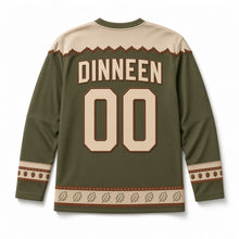 Load image into Gallery viewer, Irish Oak and Acorns St. Patrick's Day Hockey Jersey in Oak Olive, back view with your name and number
