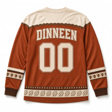 Load image into Gallery viewer, Irish Oak and Acorns St. Patrick's Day Hockey Jersey in Oak Autumn Rust, back view with your name and number