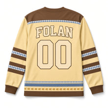 Load image into Gallery viewer, Irish Soda Bread Loaf St. Patrick's Day Hockey Jersey in Loaf Butter Yellow, back view with your name and number